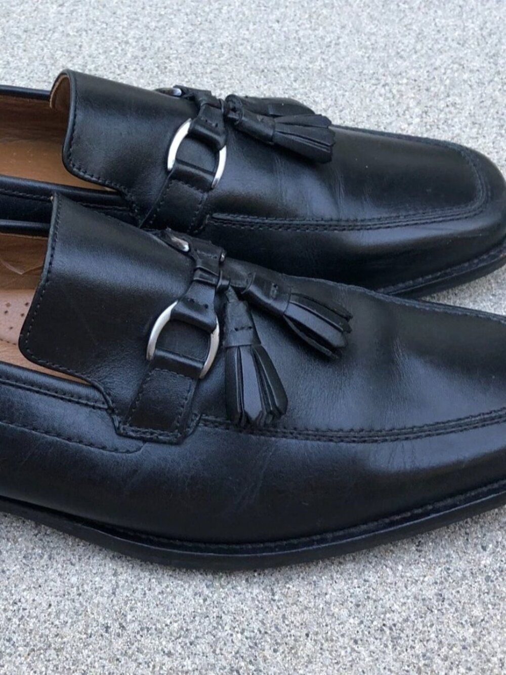 BASS Flex Loafers Dress Shoes Men's 9.5 M Black Leather Slip On Turnout